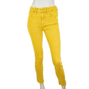 MOTHER Denim The Looker Ankle Snippet Jeans Yellow Mineral NWT Size 25